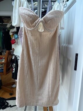 Princess Polly Sleeveless Beige Mini Dress - Elegant Ruched Bust